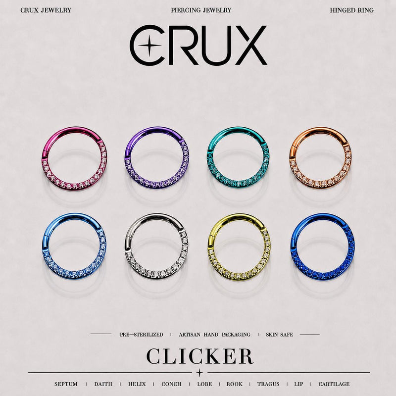 Titanium Pavé CZ Septum Clicker
