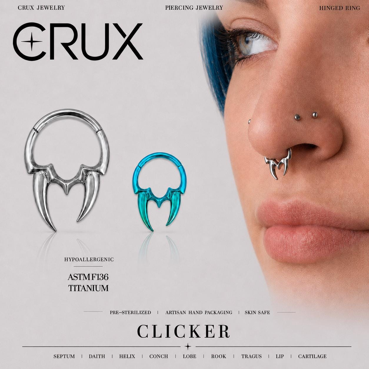 Titanium Double Fang Septum Clicker