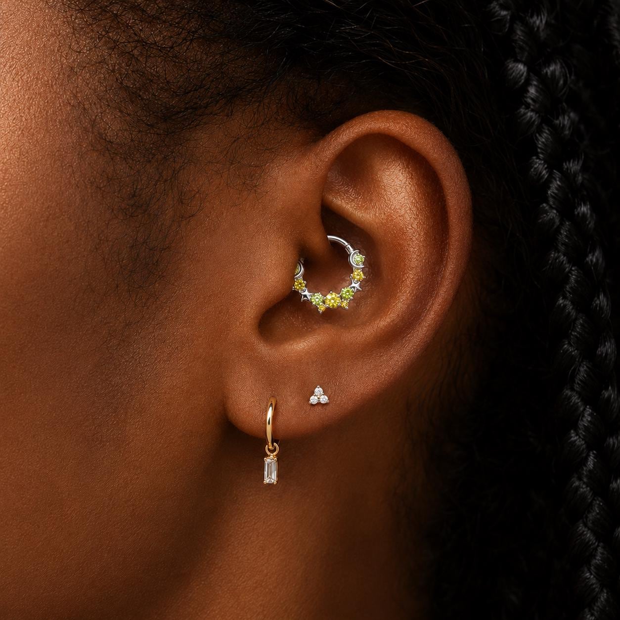 Titanium Starry CZ Septum Clicker detail 3