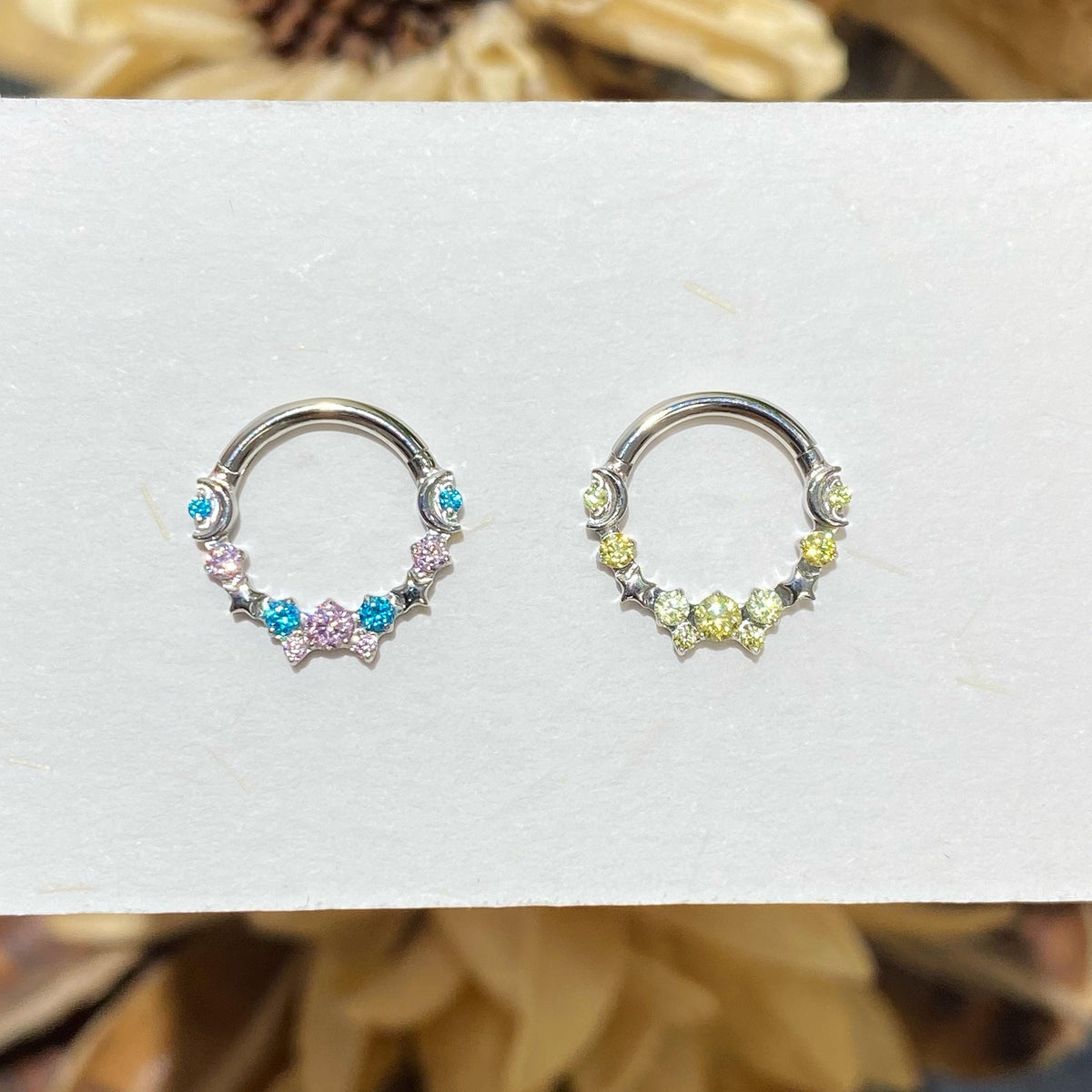 Titanium Starry CZ Septum Clicker detail 6