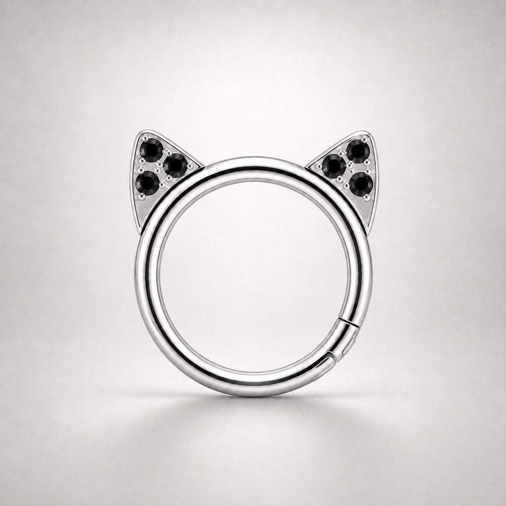 Titanium Crystal Cat Ear Septum Clicker detail 8