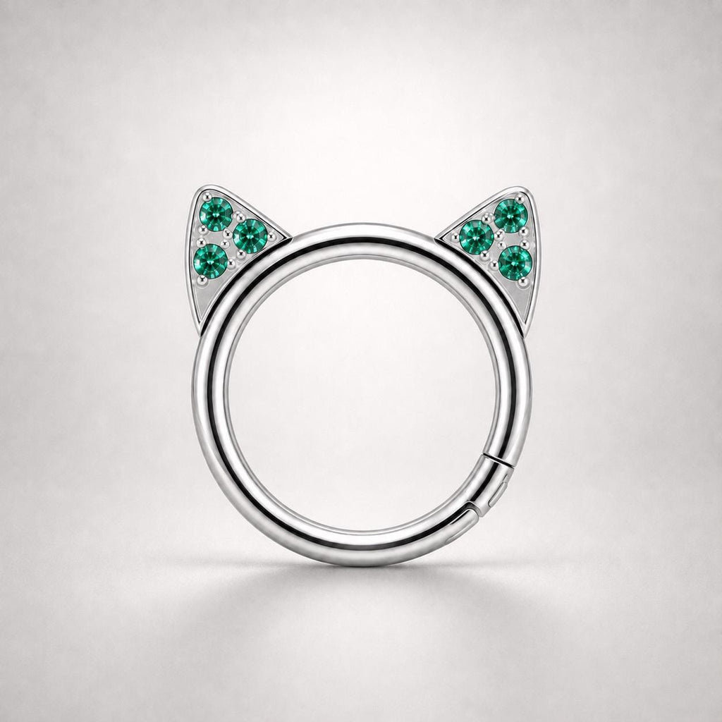 Titanium Crystal Cat Ear Septum Clicker detail 9
