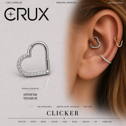 Septum clicker cœur en titane et zircone cubique