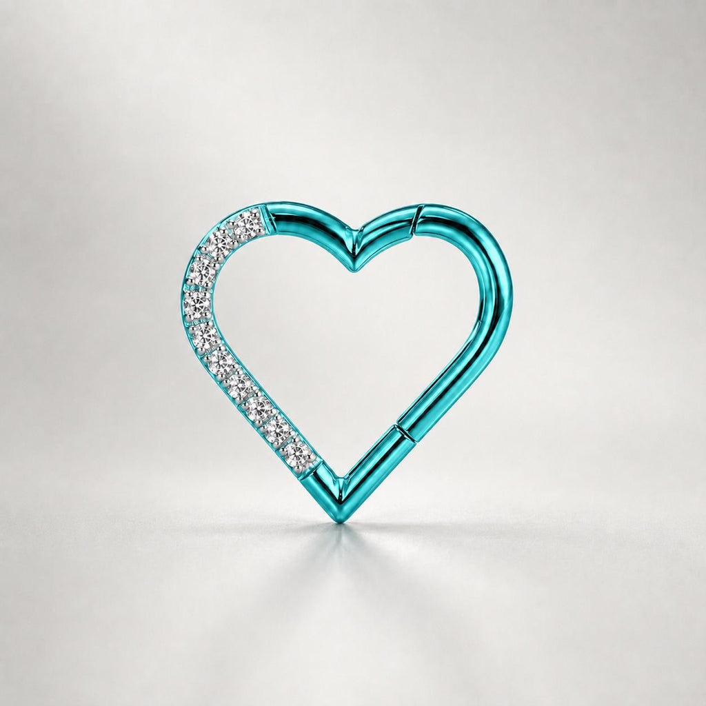Titanium CZ Heart Septum Clicker detail 7