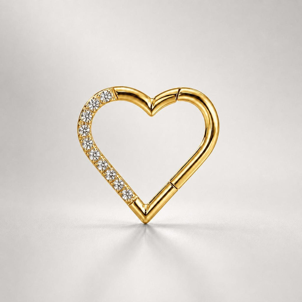 Titanium CZ Heart Septum Clicker detail 9