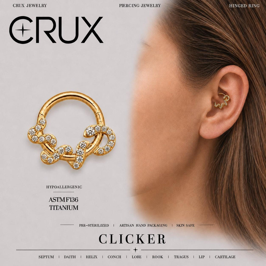 Titanium Snake CZ Septum Clicker