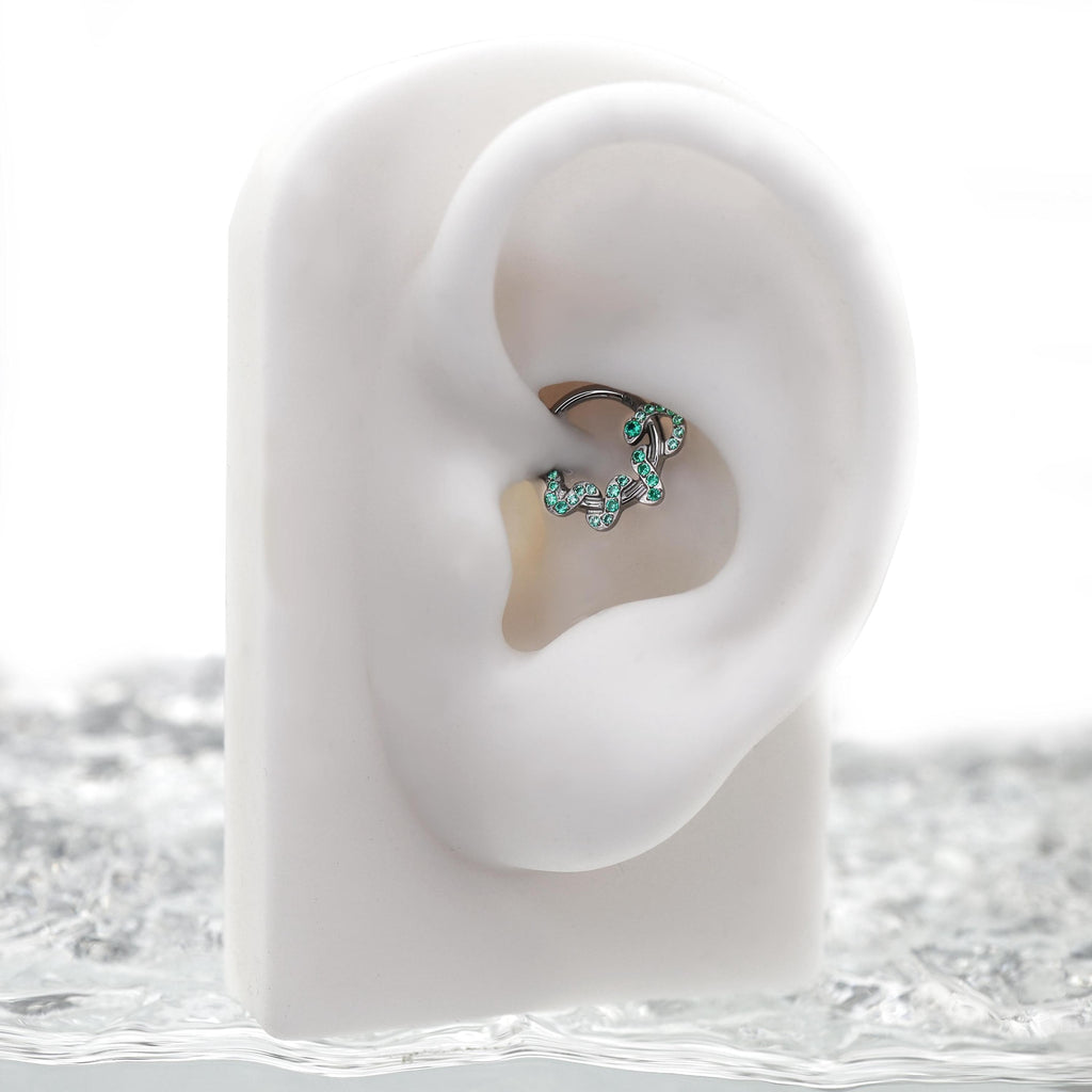 Titanium Snake CZ Septum Clicker detail 3