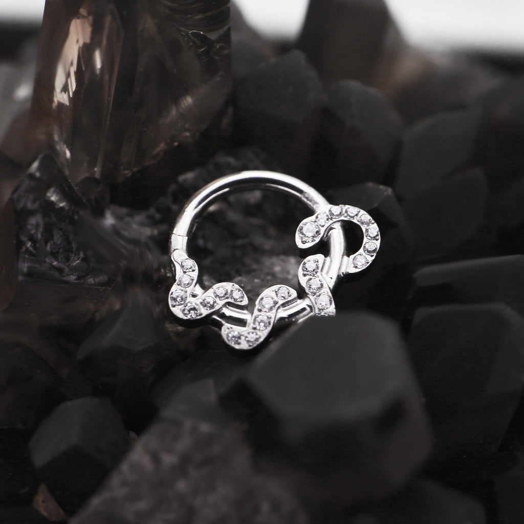 Titanium Snake CZ Septum Clicker detail 5