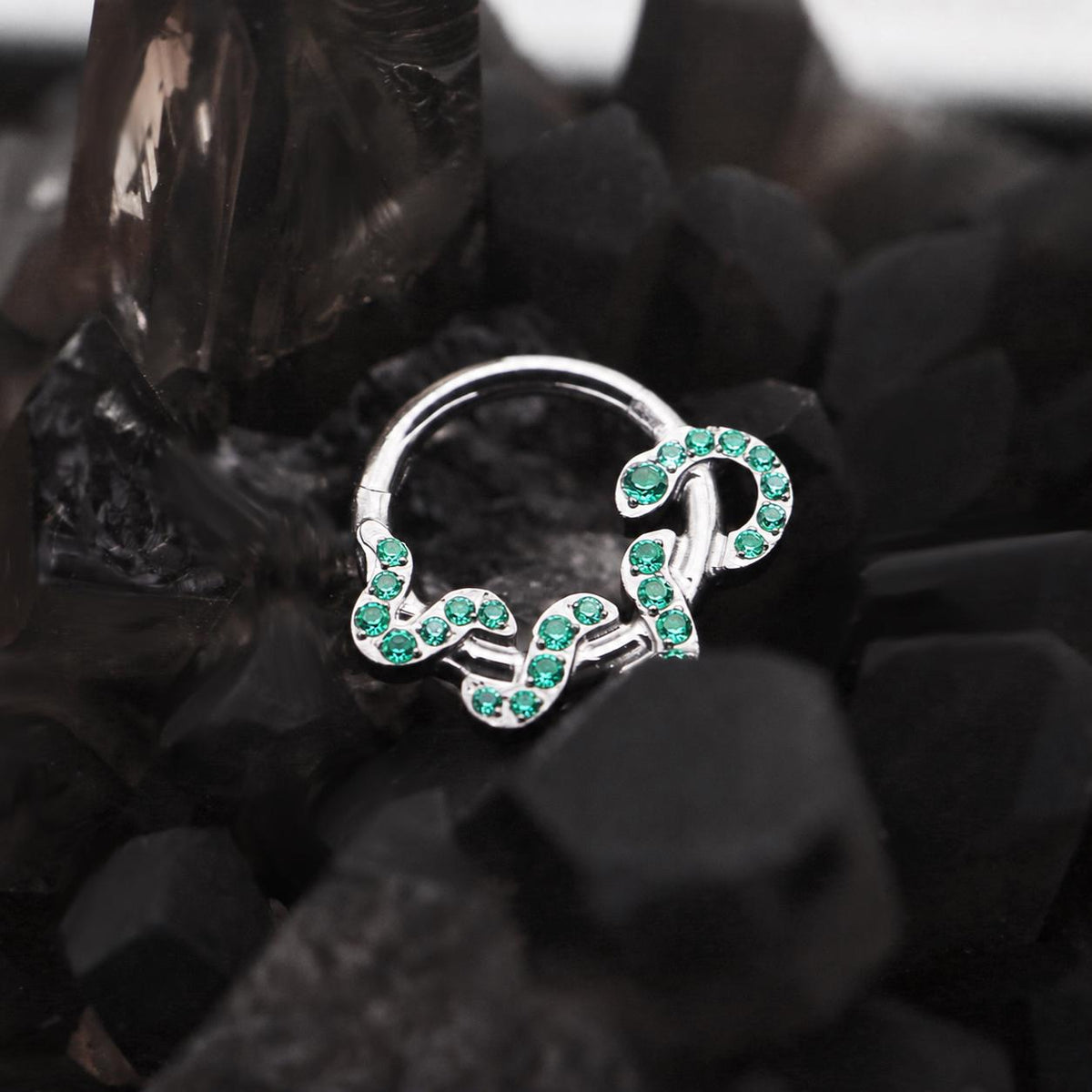 Titanium Snake CZ Septum Clicker detail 6