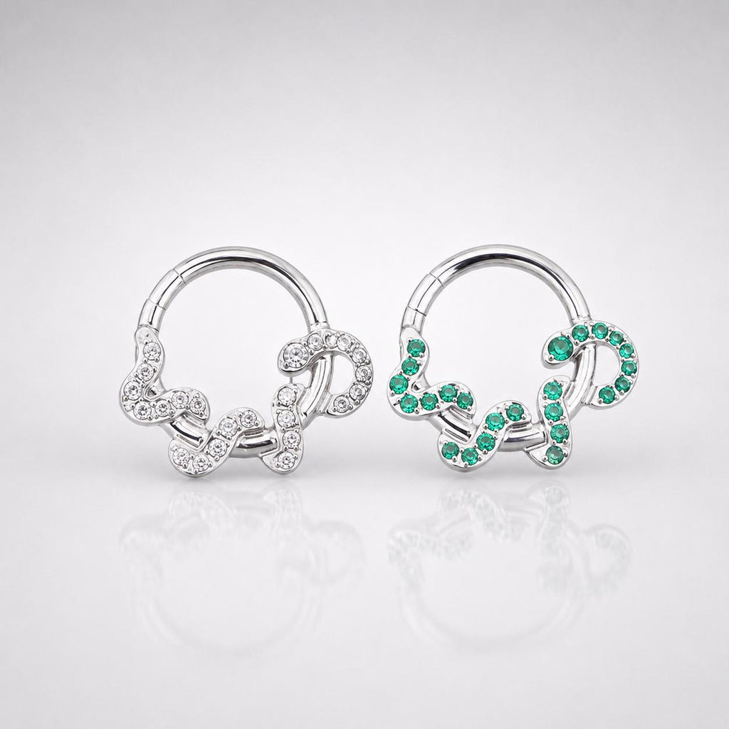 Titanium Snake CZ Septum Clicker detail 7