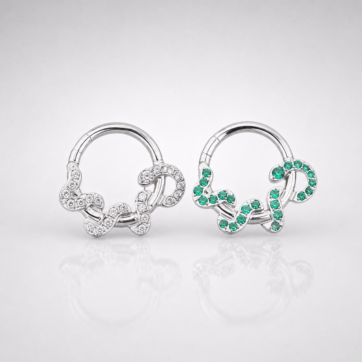 Titanium Snake CZ Septum Clicker detail 7