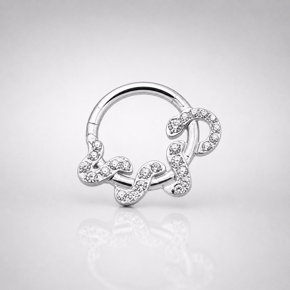Titanium Snake CZ Septum Clicker detail 9