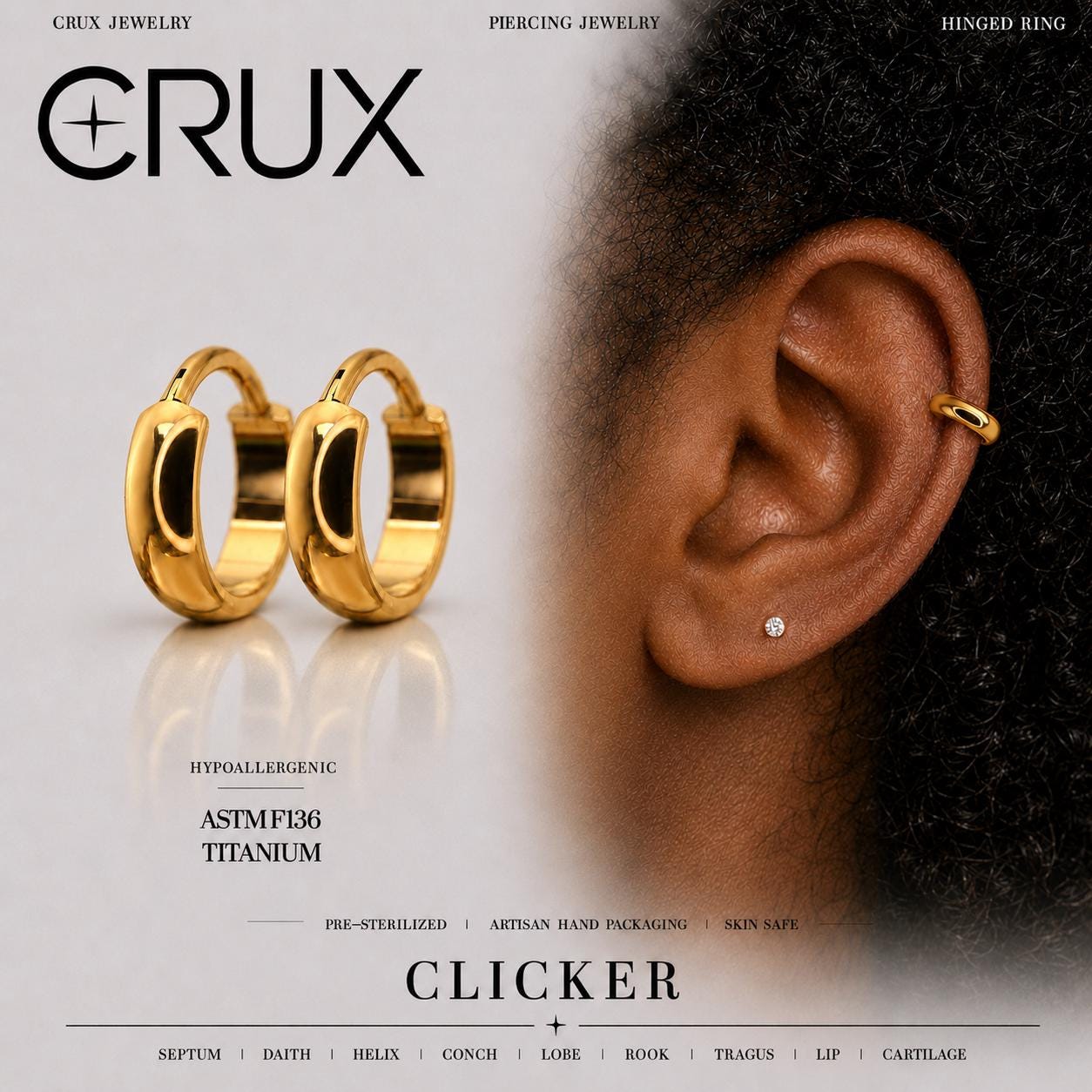 Titanium Chunky Gold Septum Clicker