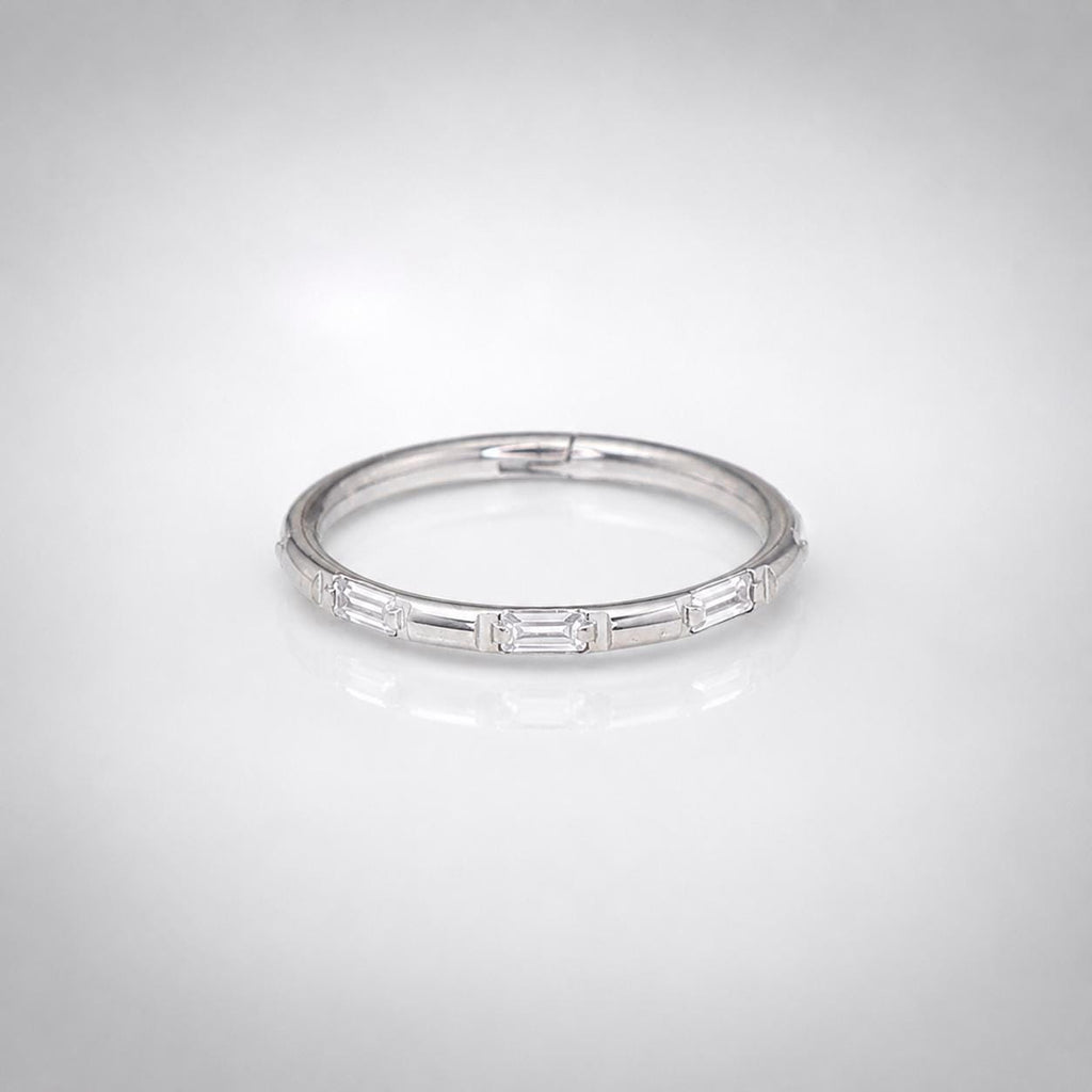 Titanium Baguette CZ Septum Clicker detail 4