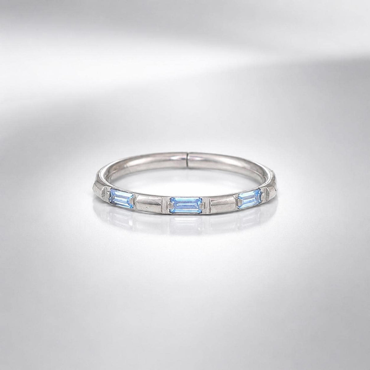 Titanium Baguette CZ Septum Clicker detail 6