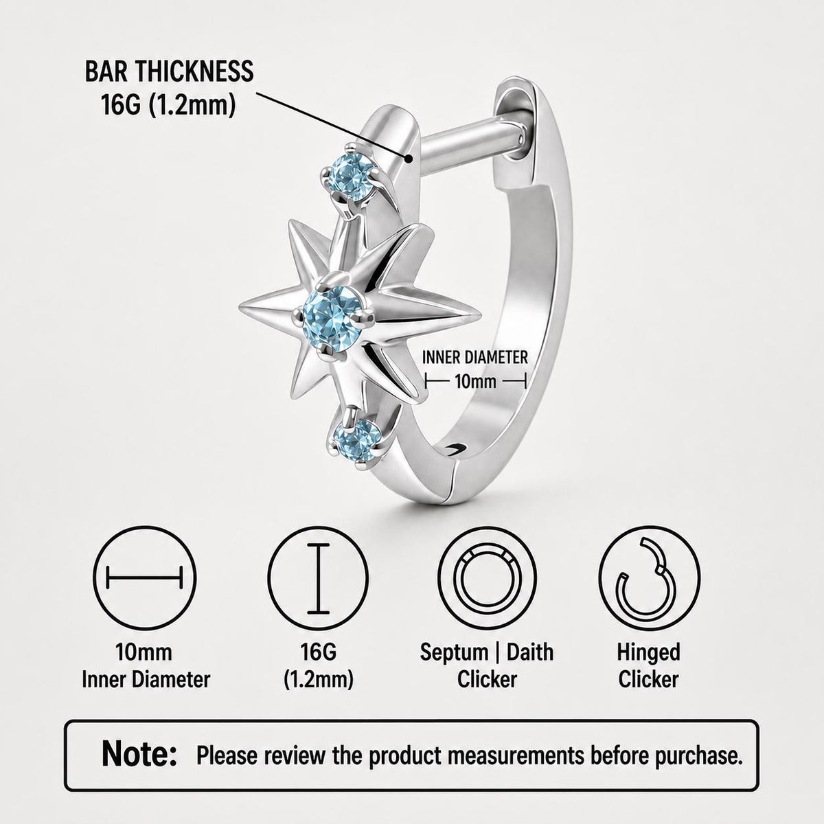 Titanium Starburst Septum Clicker detail 16