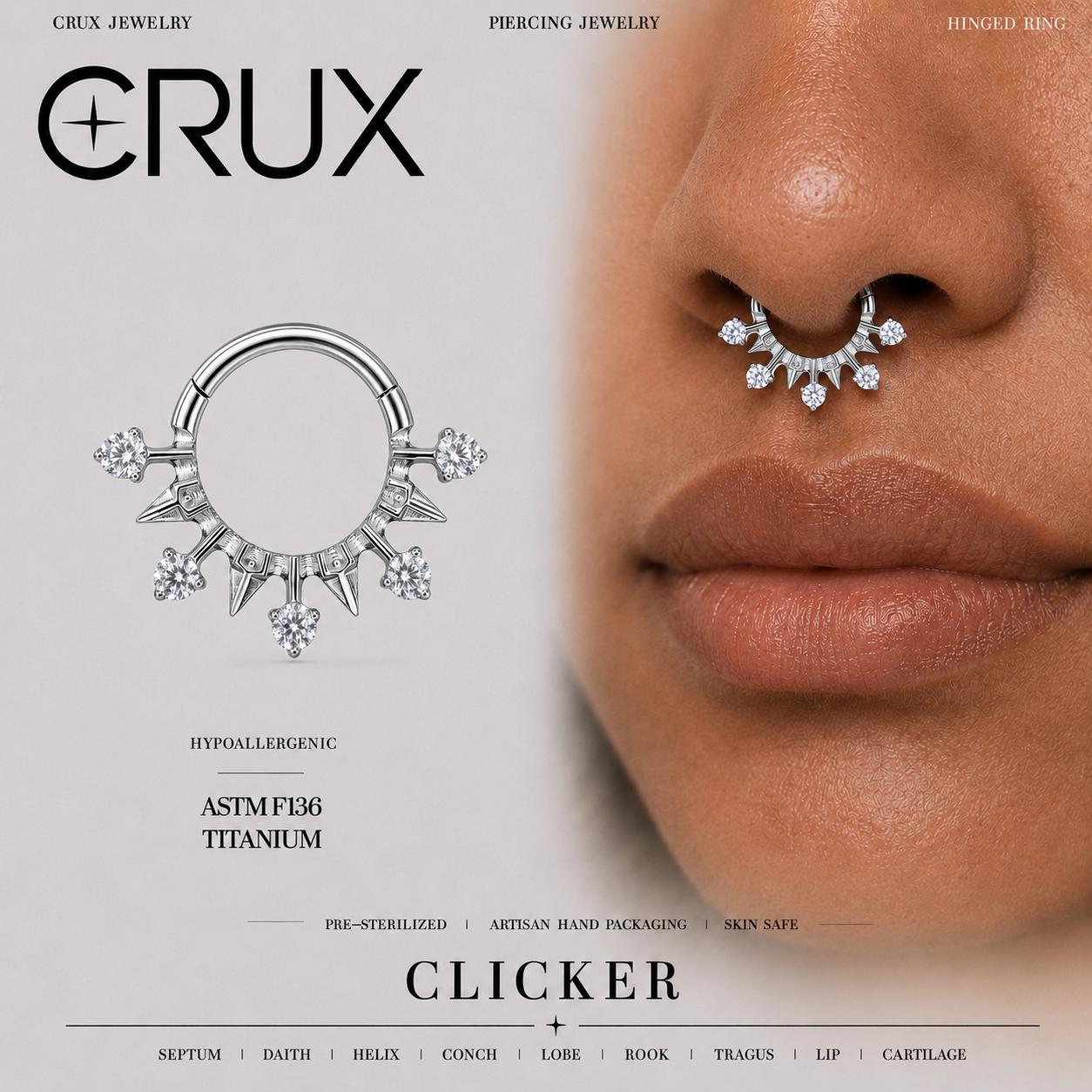 Titanium Spike CZ Septum Clicker