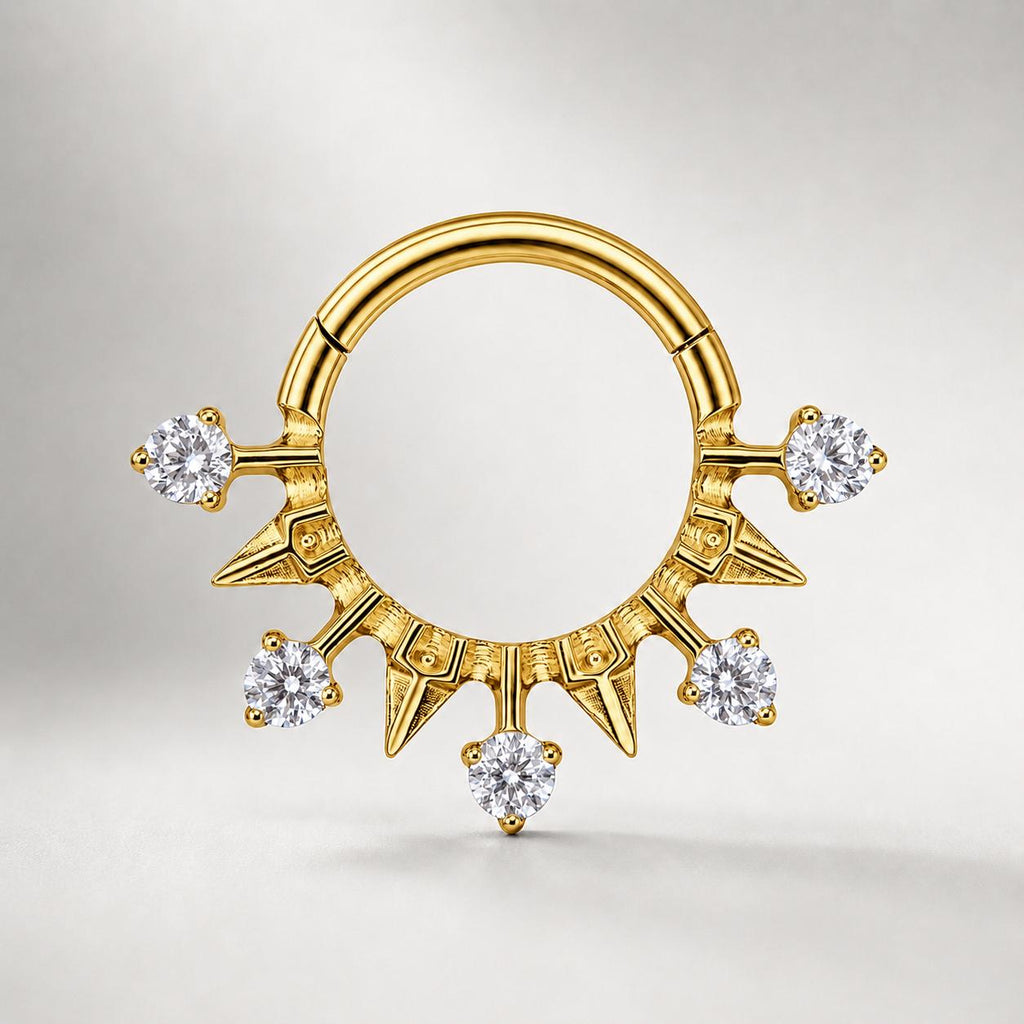 Titanium Spike CZ Septum Clicker detail 7
