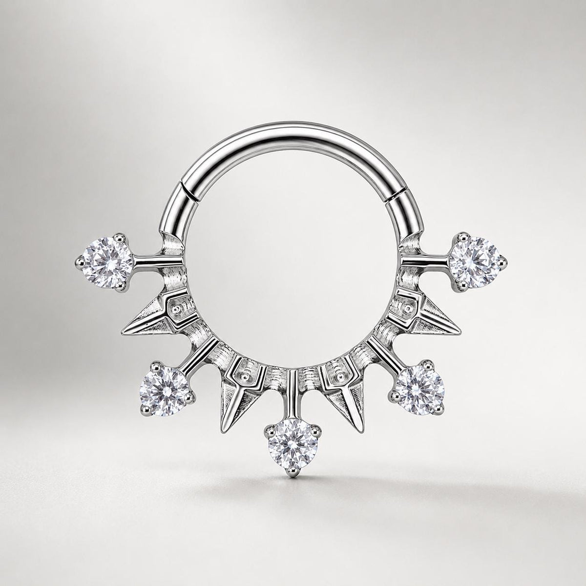 Titanium Spike CZ Septum Clicker detail 8