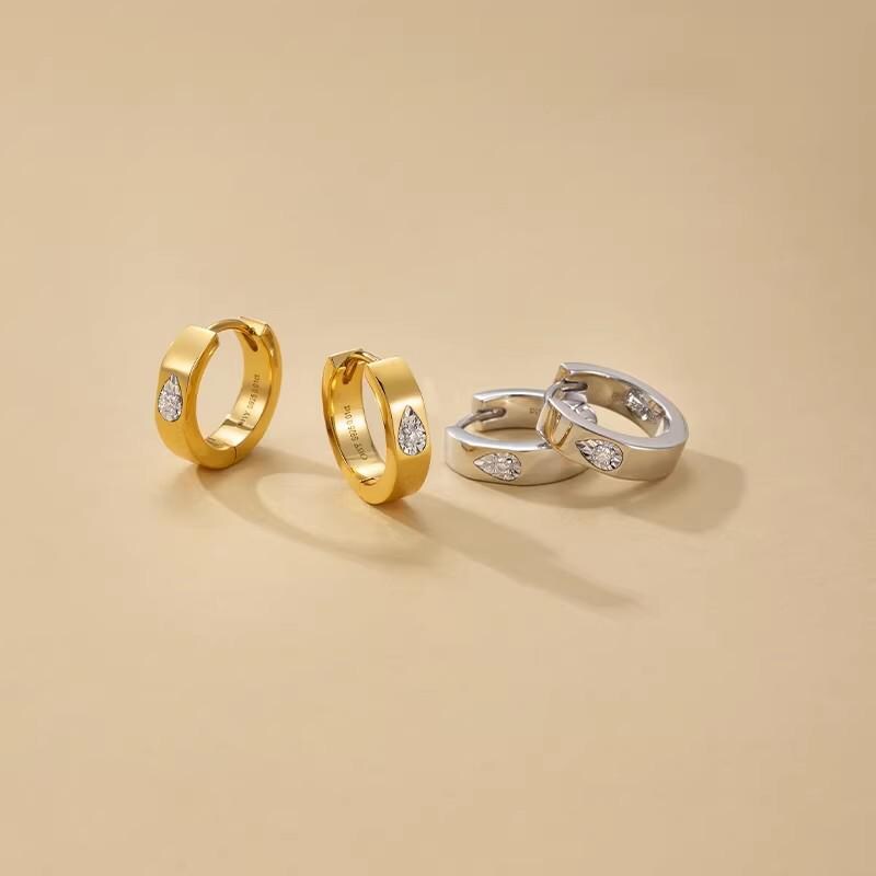 Sterling Silver Teardrop CZ Hoop Earrings detail 4