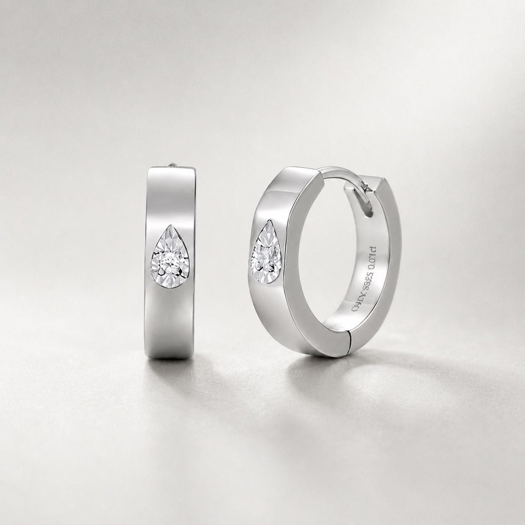 Sterling Silver Teardrop CZ Hoop Earrings detail 6