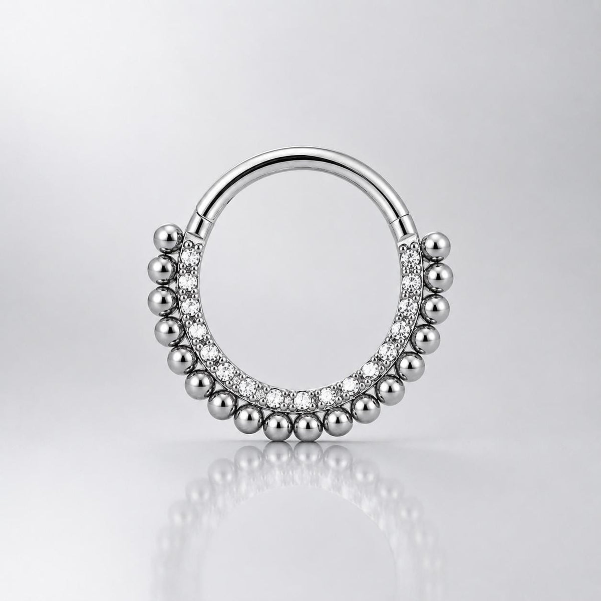 Titanium Beaded CZ Septum Clicker detail 8