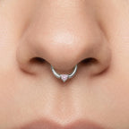 Titanium Sweetheart CZ Septum Clicker detail 2