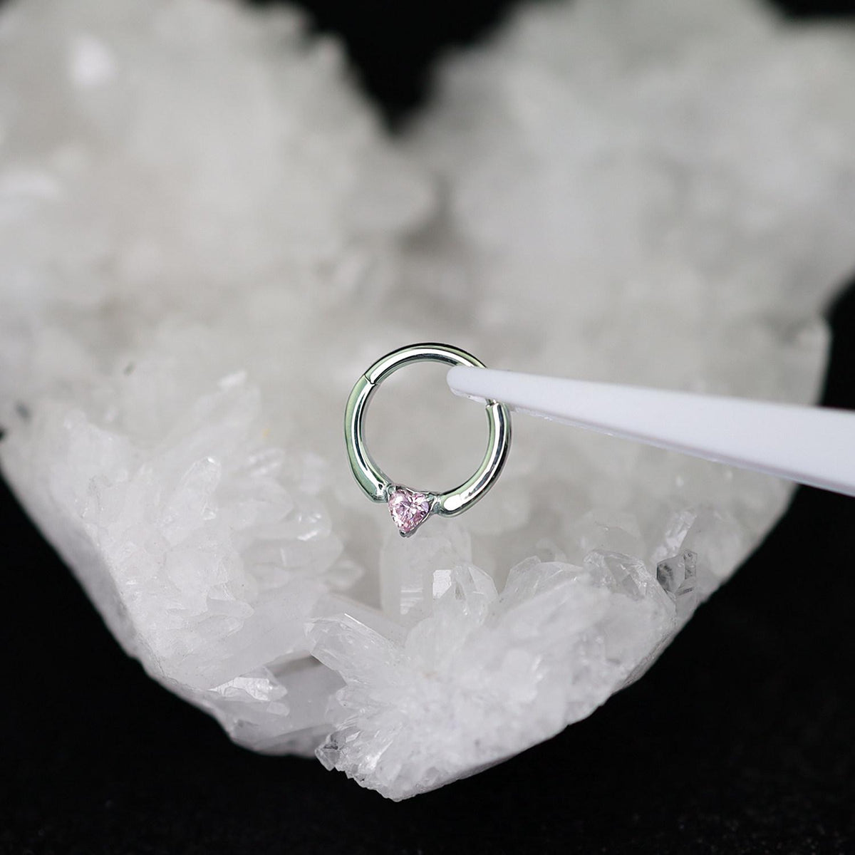 Titanium Sweetheart CZ Septum Clicker detail 5