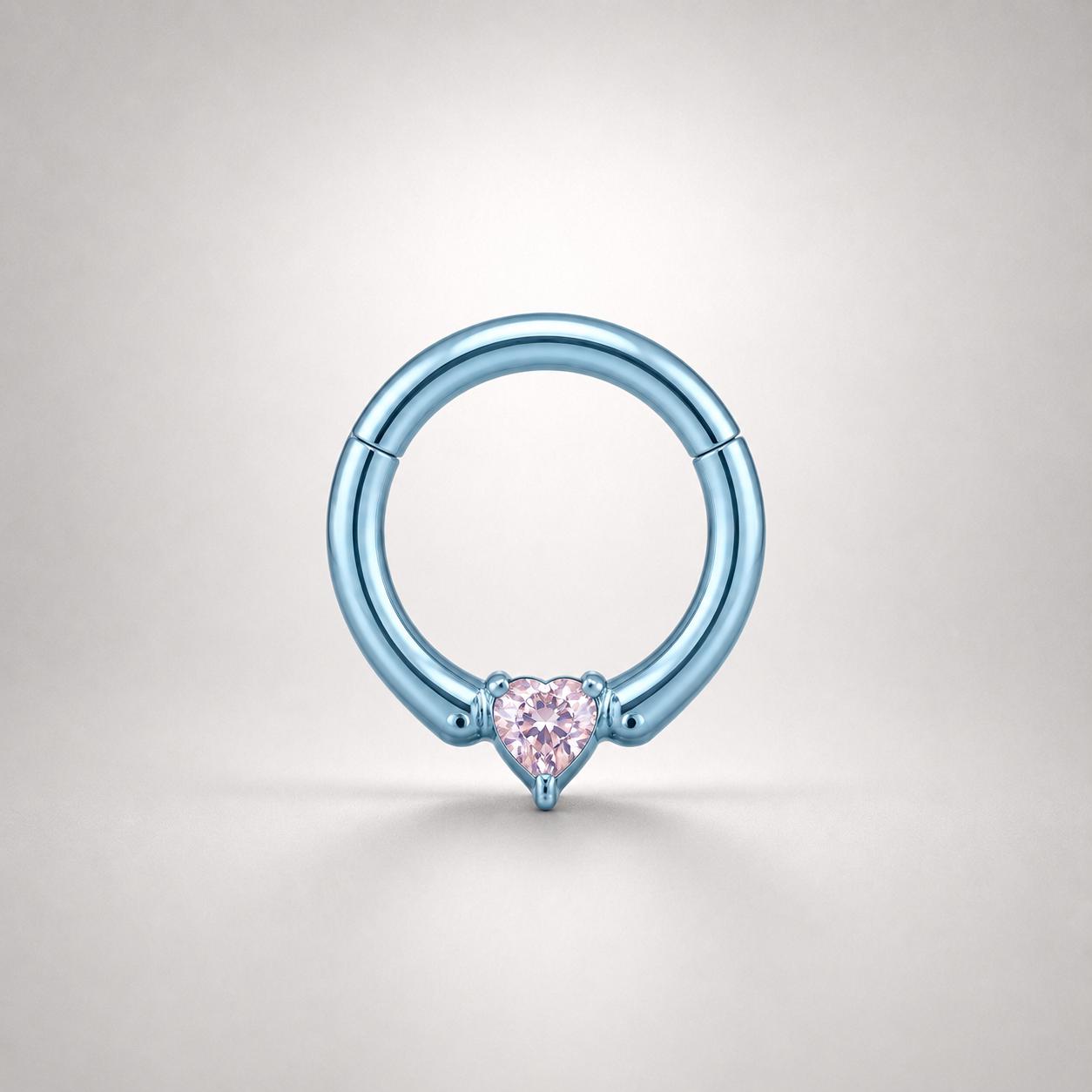 Titanium Sweetheart CZ Septum Clicker detail 8