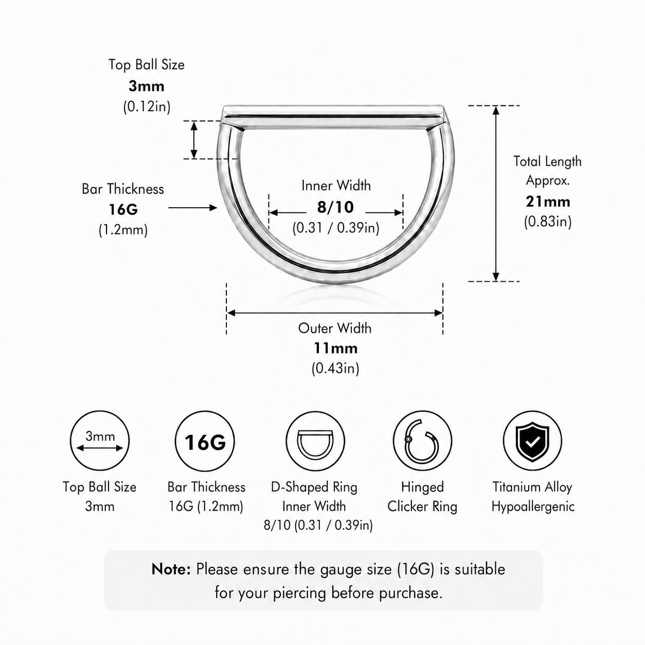 Titanium D-Shape Septum Clicker detail 7