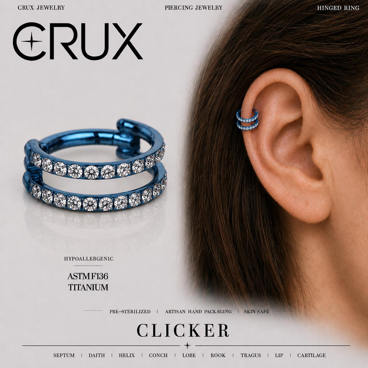 Titanium Double Row CZ Septum Clicker