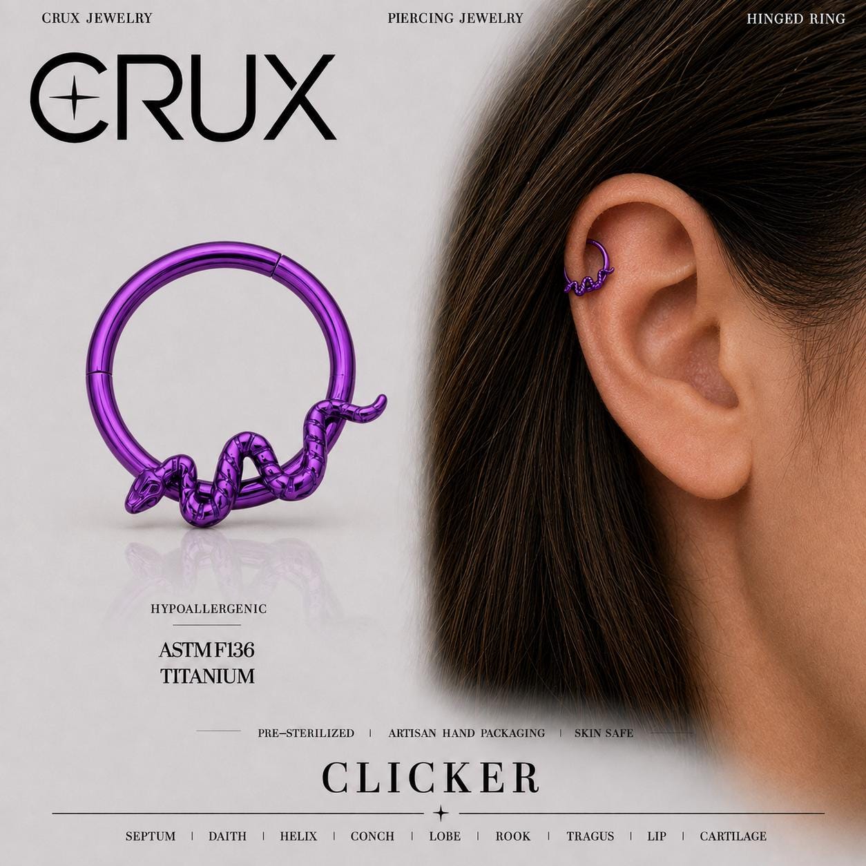 Titanium Snake Septum Clicker