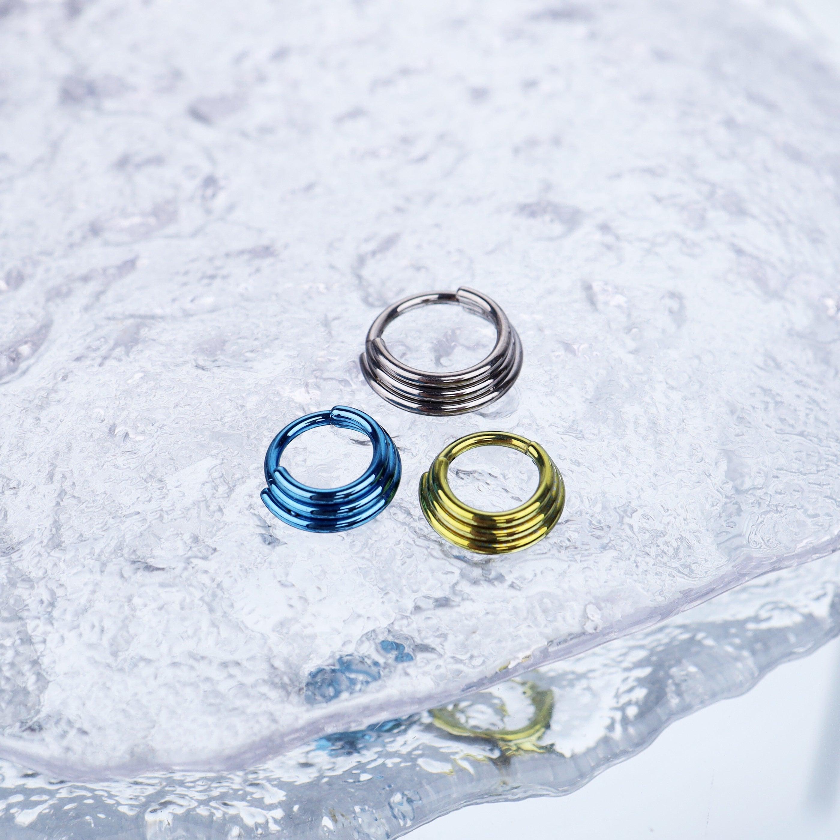 Titanium Triple Hoop Septum Clicker detail 4