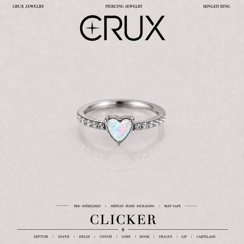 Titanium Opal Heart Septum Clicker