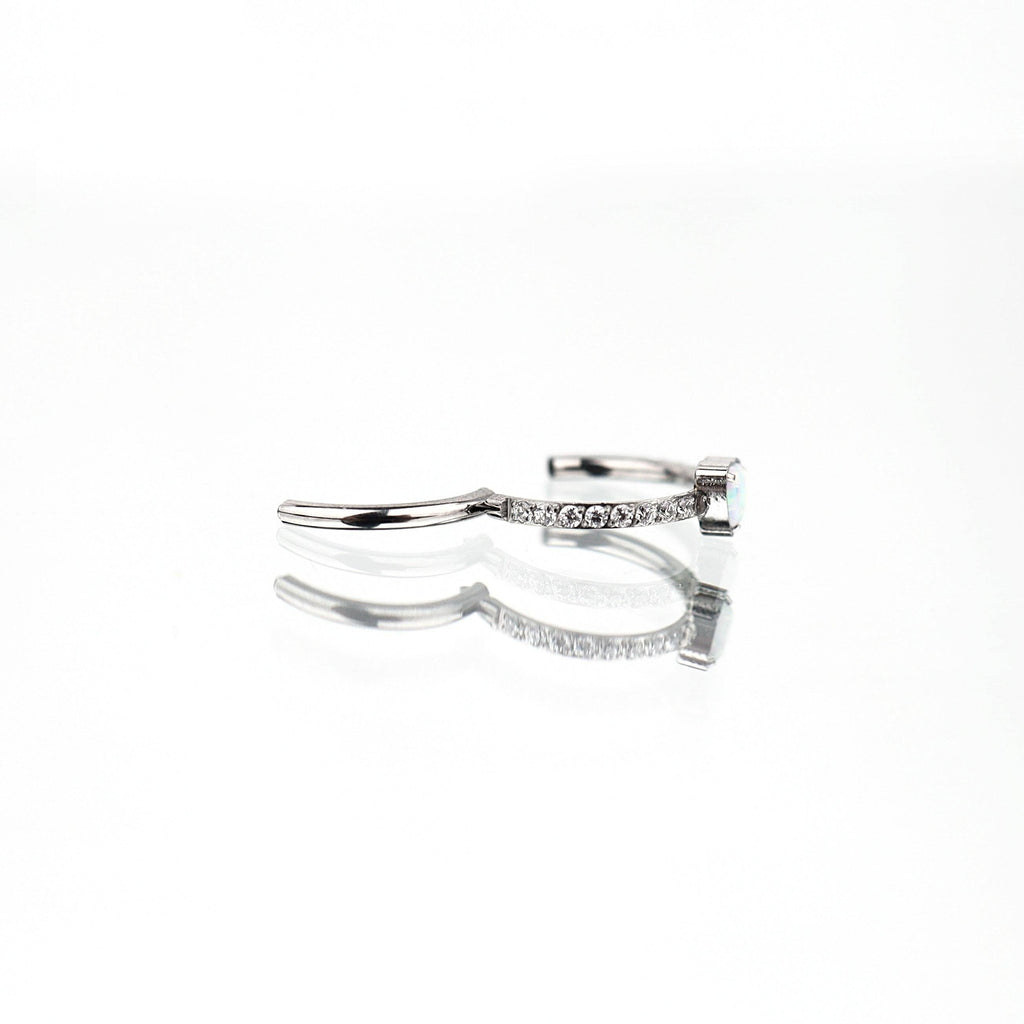 Titanium Opal Heart Septum Clicker detail 5