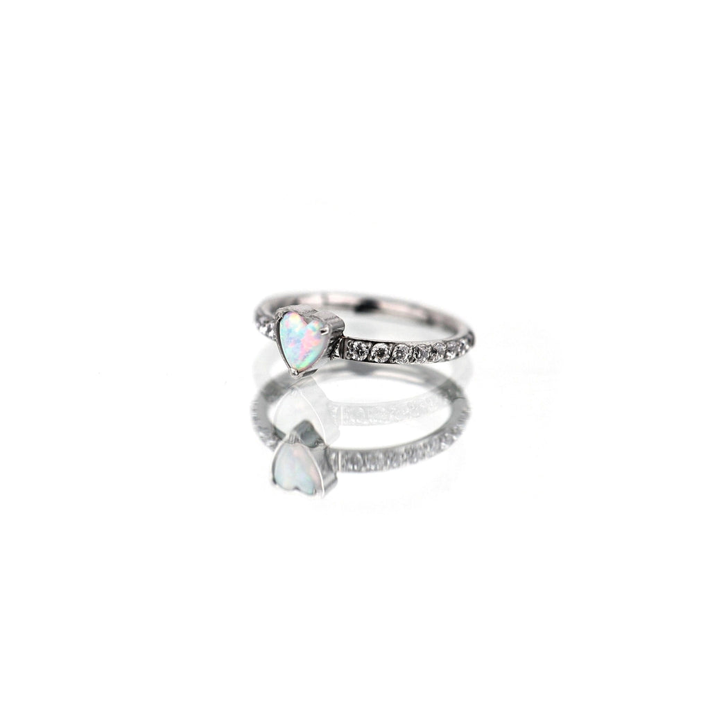 Titanium Opal Heart Septum Clicker detail 6
