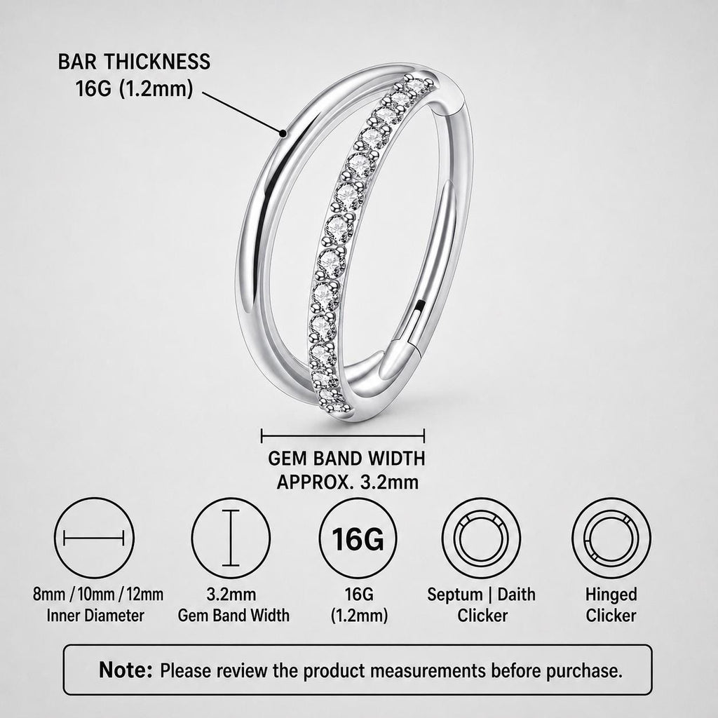 Titanium Double Layer CZ Septum Clicker detail 8