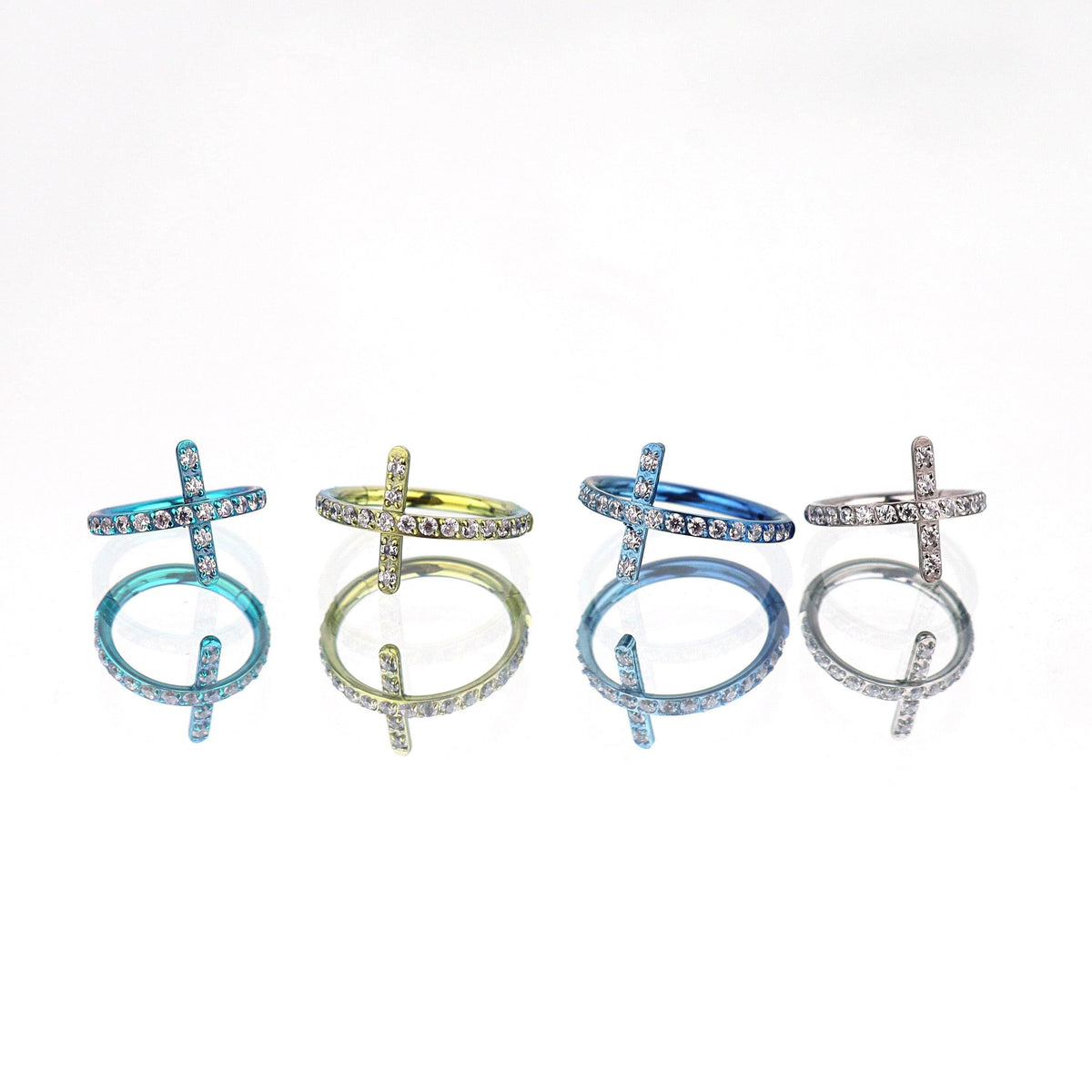 Titanium Cross CZ Septum Clicker detail 4