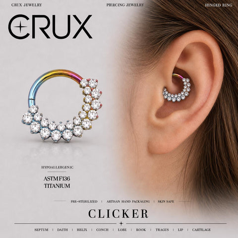 Clicker de septum en titane avec zircone arc-en-ciel