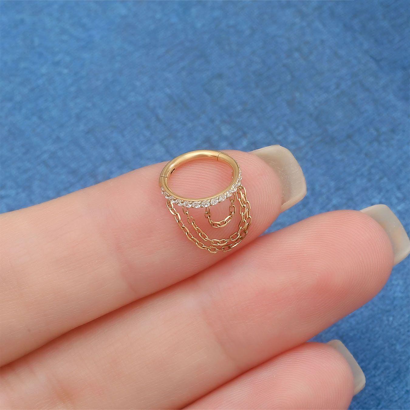 Titanium Triple Chain Septum Clicker detail 6