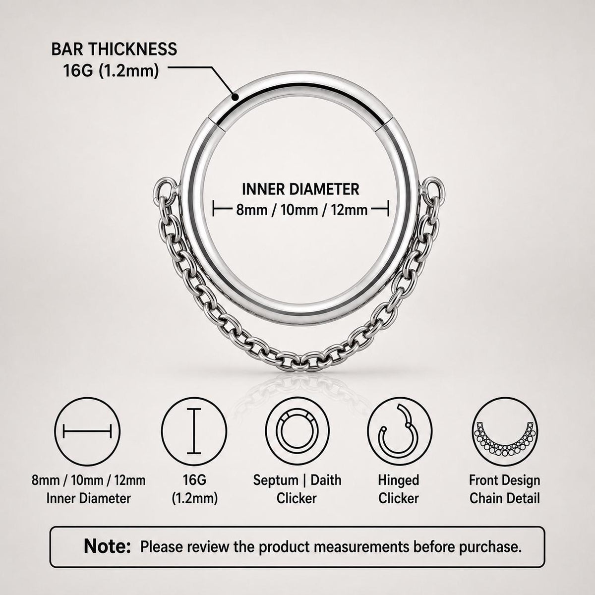 Titanium Triple Chain Septum Clicker detail 17