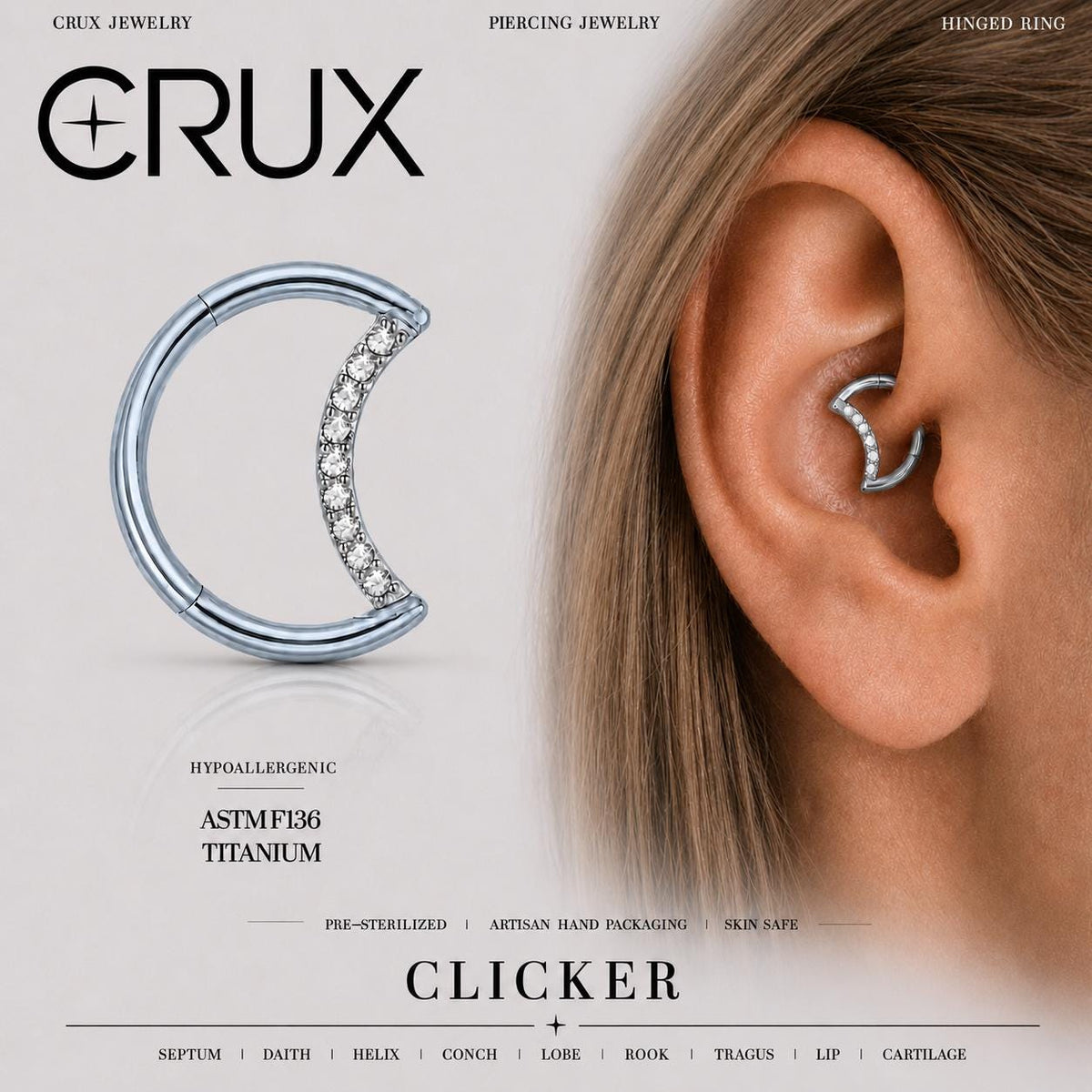 Titanium Crescent Moon Septum Clicker
