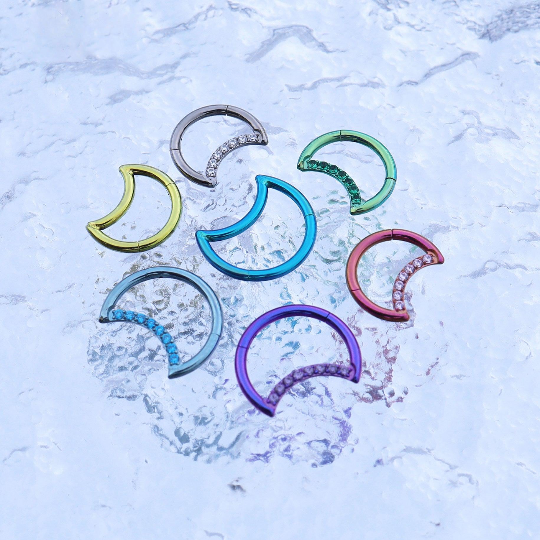 Titanium Crescent Moon Septum Clicker detail 3