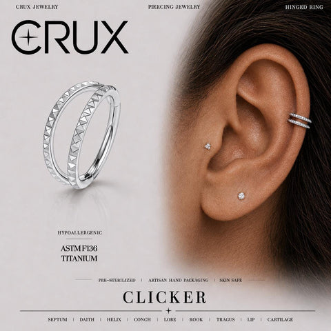 Clicker de septum à double anneau clouté en titane