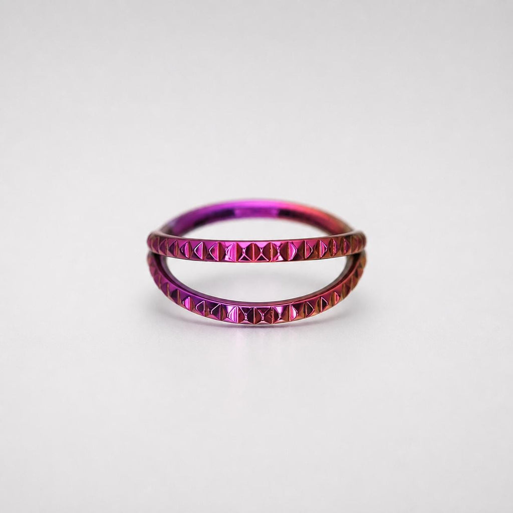 Titanium Double Hoop Studded Septum Clicker detail 6