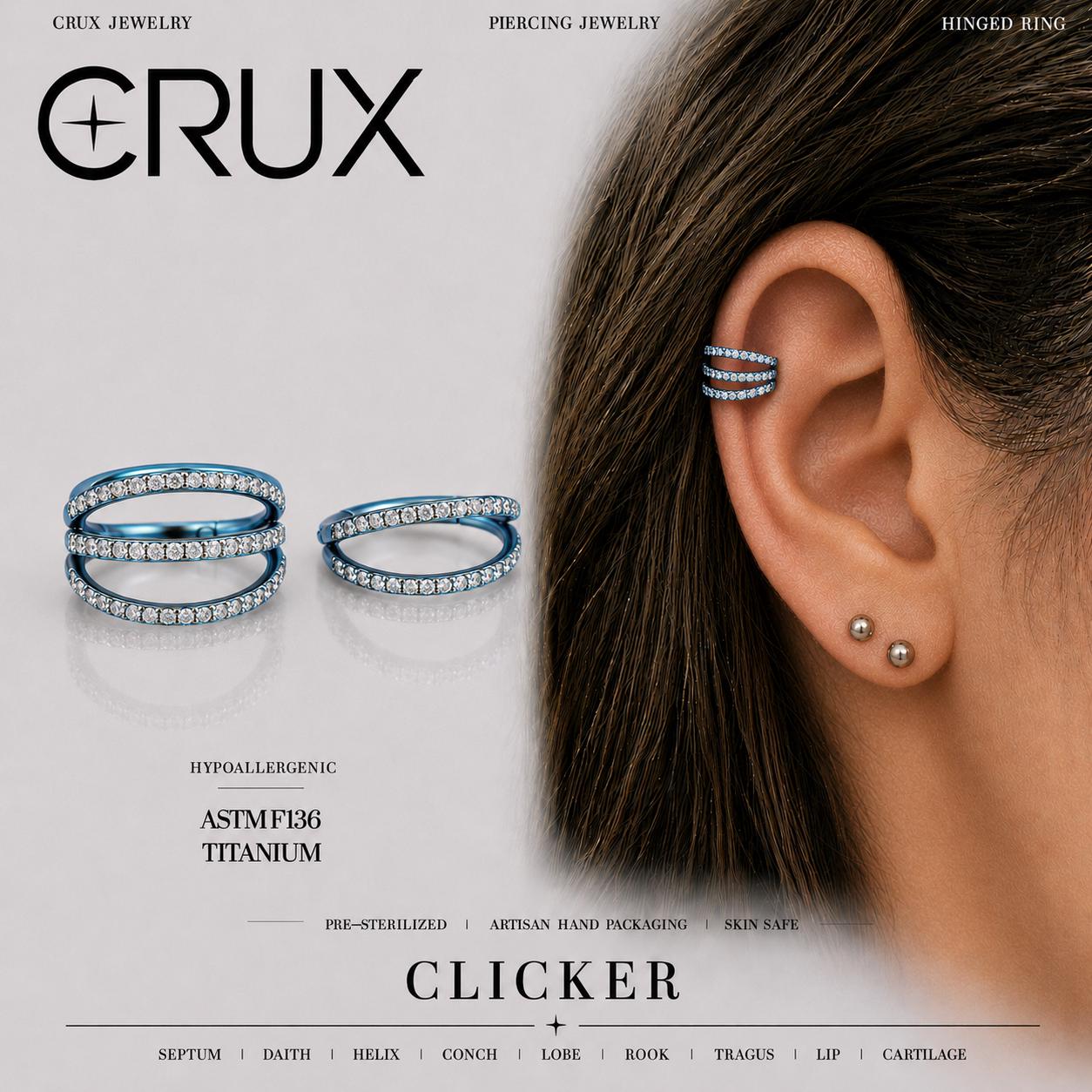 Titanium Double & Triple Row CZ Septum Clicker