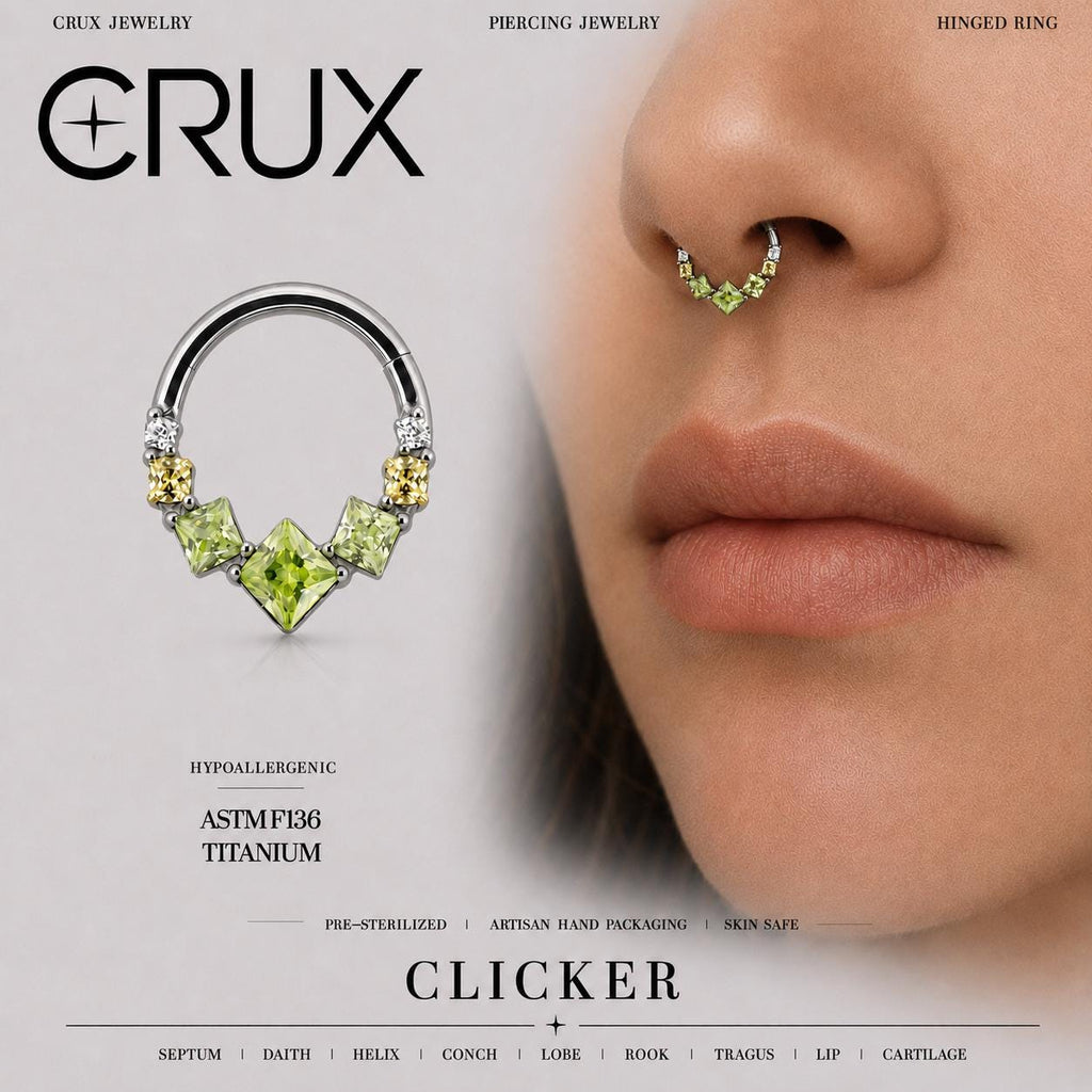 Titanium Gradient Square Gem Septum Clicker