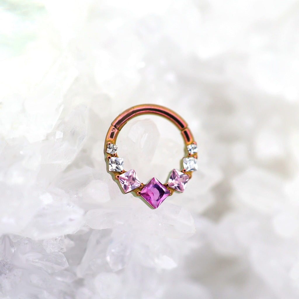 Titanium Gradient Square Gem Septum Clicker detail 3