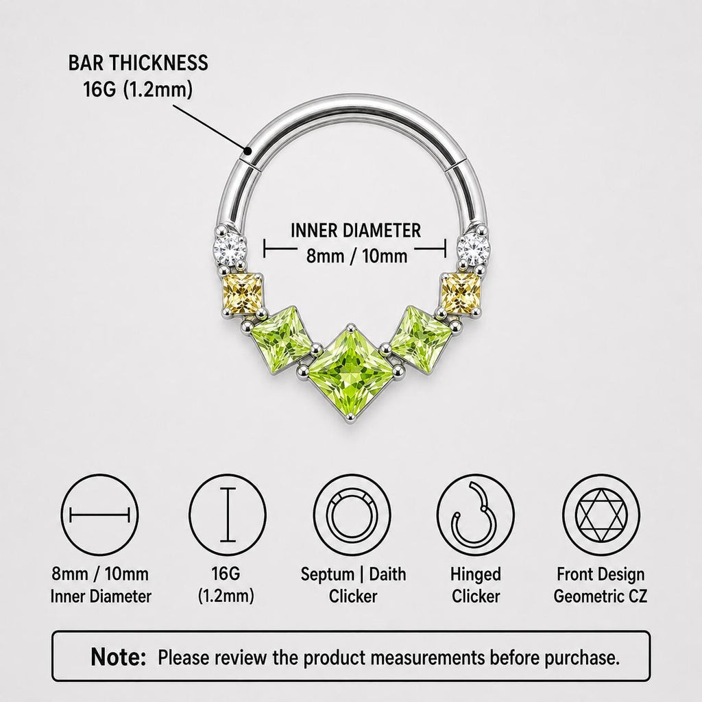 Titanium Gradient Square Gem Septum Clicker detail 10