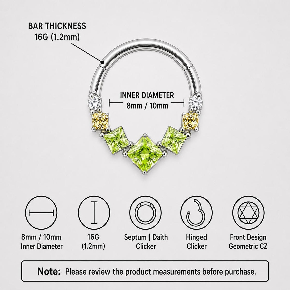 Titanium Gradient Square Gem Septum Clicker detail 10